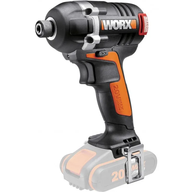 Worx WX292.9 Bürstenloser Akku Schlagbohrschrauber 20V - 175Nm - mit Gürtelclip,Bithalter & integriertem LED-Licht - zum Schrauben,Bohren & Schlagen Ohne Akku & Ladegerät