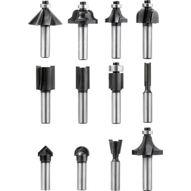 kwb Oberfräsen-Set, 12-teilig, (V-Nutfräser, Hohlkehlfräser u.v.m.) Hartmetall-bestückt, Anlaufkugellager inkl. Sechskant-Schlüssel und Holz-Koffer – Bild 2