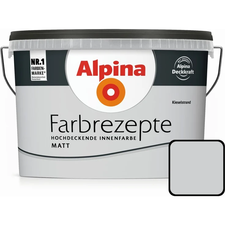 Alpina Farbrezepte Ruhiges Hellgrau 2,5 l, Kieselstrand, Innenfarbe matt Wandfarbe – Bild 1