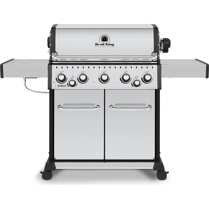 Broil King Baron S 590 IR Gasgrill inkl. Drehspießset - Modell 2021 silber 3.520 cm² Grillfläche 5 Brenner 22.400 Watt
