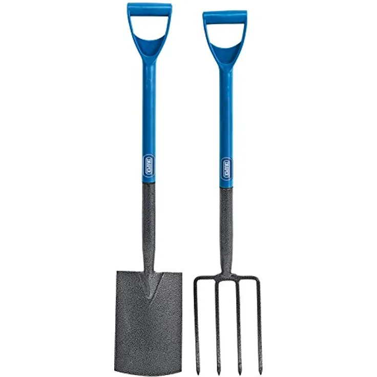 DRAPER 83971Carbon Stahl Garten Gabel und Spaten-Set, Blau