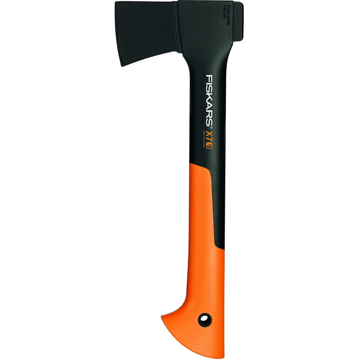 Fiskars Universalaxt, Inklusive Klingen- und Transportschutz, Länge: 35,5 cm, Antihaftbeschichtet, Hochwertiger Stahl-Klinge-Glasfaserverstärkter Kunststoff-Stiel, Schwarz-Orange, X7-XS, 1015618 – Bild 1