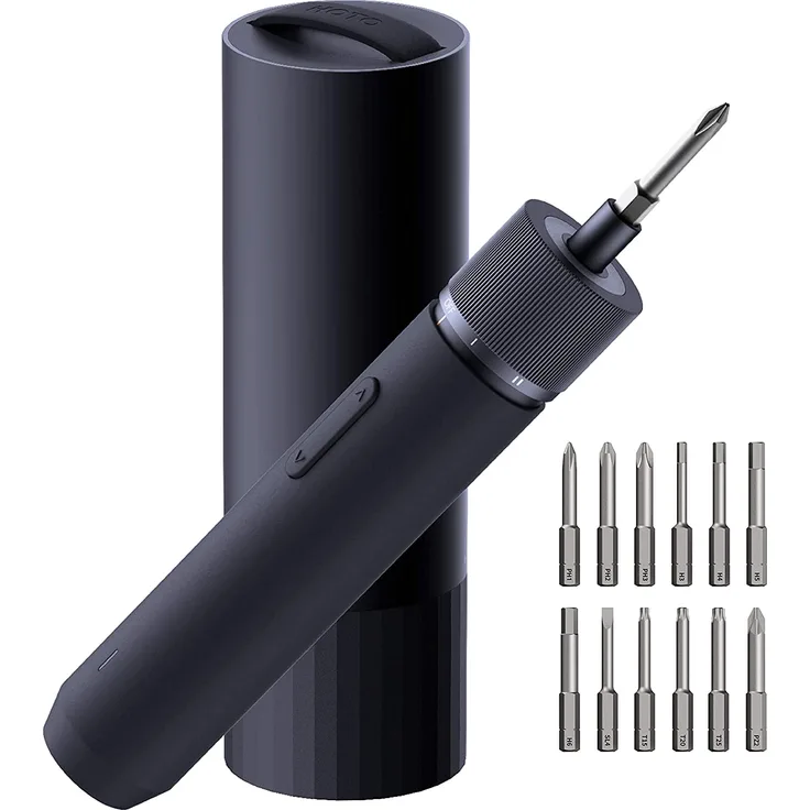 HOTO Akkuschrauber Set mit Aluminium Transportbox (Drei Gang Drehmomenteinstellungen, 1.500 mAh, USB-C Ladeanschluss, LED Ladeanzeige)