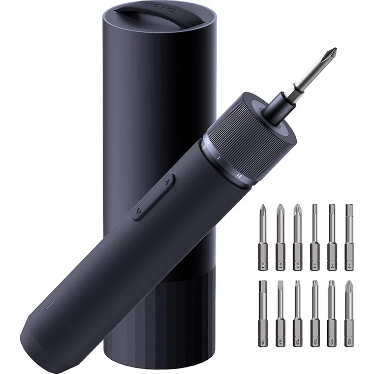 HOTO Akkuschrauber Set mit Aluminium Transportbox (Drei Gang Drehmomenteinstellungen, 1.500 mAh, USB-C Ladeanschluss, LED Ladeanzeige)