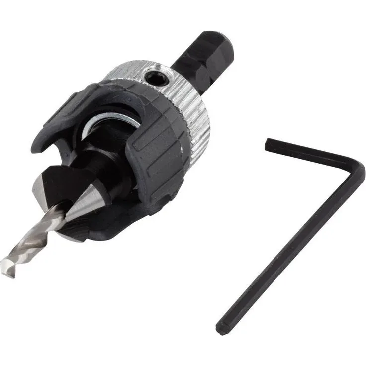 Wolfcraft vorbohrer mit Senker und Tiefenstopp 2544000 I für Holzterrassenbau, Gartenhäuser, und andere Holzprojekte I Ø 3,2 – 12 mm I Winkel 45 ° I für Senkkopfschrauben mit einem Ø von 3,5 – 6 mm