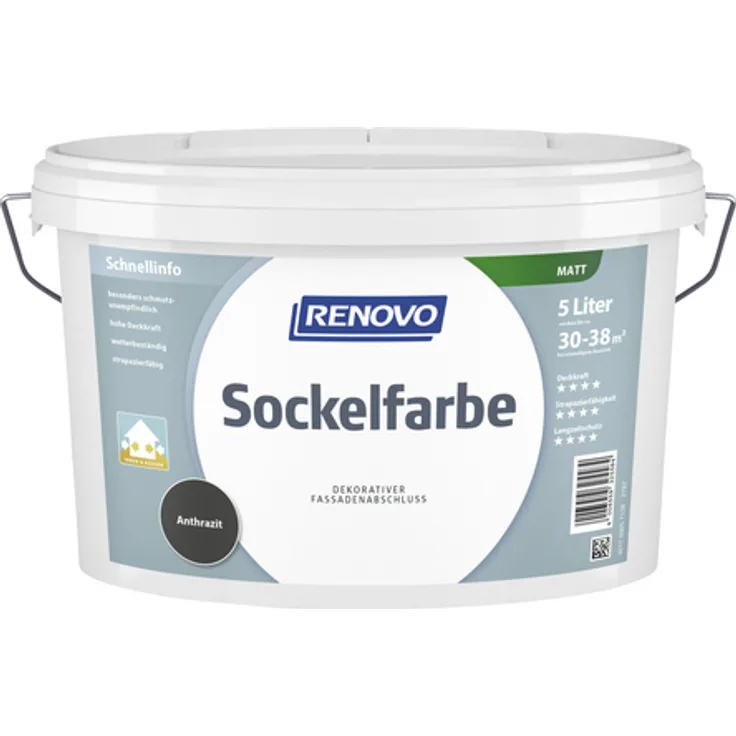 Renovo - Sockelfarbe, anthrazit, matt, 5 l - grau