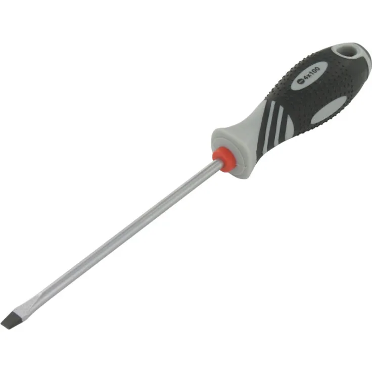 VAR Destornildor Plano 4 x 100 mm Profi-Schraubendreher, flach, Unisex, Erwachsene, Grau
