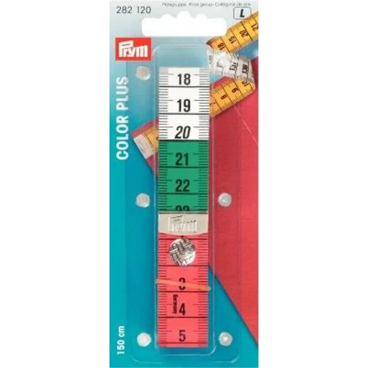 Prym Maßband Color Plus mit Knopf 150 cm-cm, Poly-Fiber-Gewebe, gelb, farbige Dezimeter-Zonen