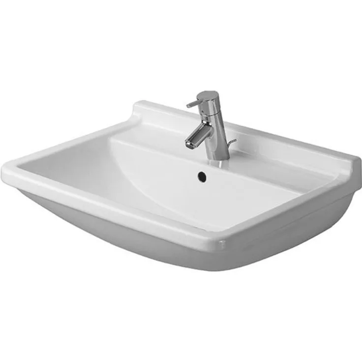 Duravit Starck 3 Waschtisch B:60xT:45cm 1 Hahnloch mittig mit Überlauf weiß 0300600000
