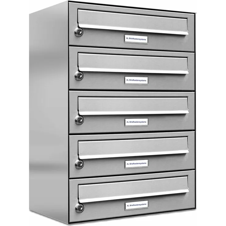 5er Edelstahl Briefkasten Anlage 5 Fach Wandbriefkasten Postkasten Ausführung 1