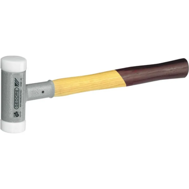 GEDORE Rückschlagfreier Schonhammer, Ø 40 mm, Hickorystiel, Austauschbare Polyamid-Köpfe