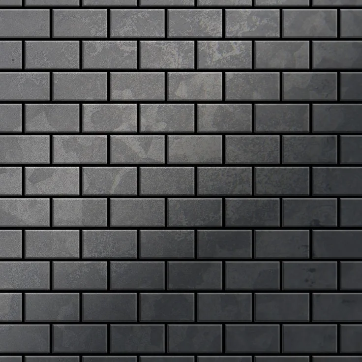 Mosaik Fliese massiv Metall Rohstahl gewalzt in grau 1,6mm stark ALLOY House-RS 0,98 m2