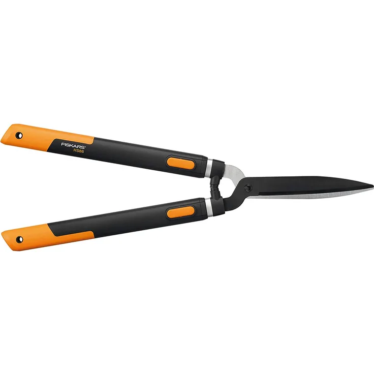 Fiskars SmartFit HS86 Teleskop-Heckenschere, Antihaftbeschichtet, Hochwertige Stahl-Klingen, Länge 68 bis 93 cm, Schwarz-Orange, 1013565 mittelgroß