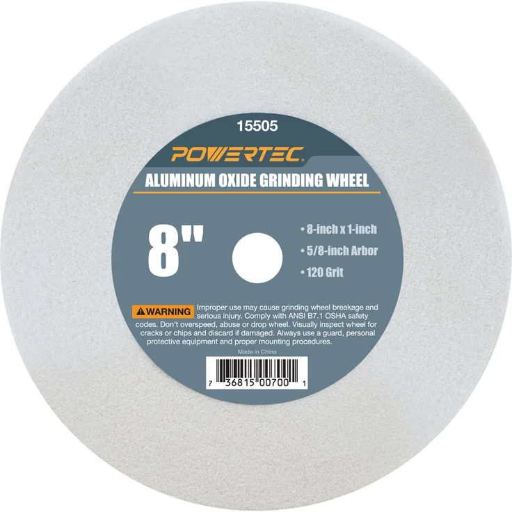 Powertec Schleifscheibe, Körnung 5/8 cm, Aluminiumoxid, Weiß, 15505, 120er-Korn