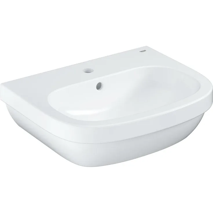 GROHE Waschtisch Euro Keramik 55 cm, wandhängend, Überlauf,1 Hahnloch