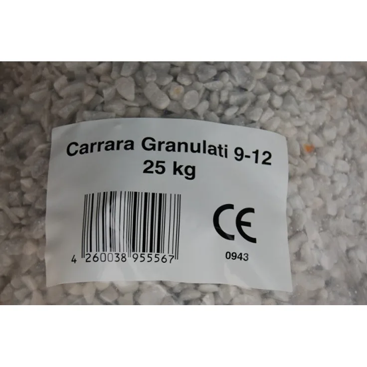 Marmorsplitt 25 Kg 9-12mm Carraca Granulat kies