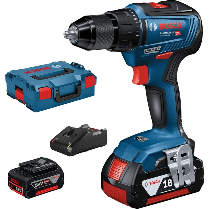 Bosch Professional Akkuschrauber GSR 18V-55 (2x 4,0 Ah Akku, 18 Volt System, max. Drehmoment: 55 Nm, in L-Boxx) – Bild 1