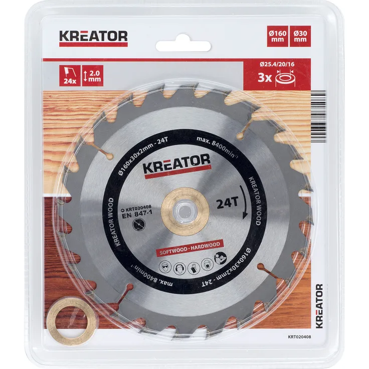HSS Kreissägeblatt Ø 160 x 30 x 2 mm 24 Zähne für Holz Gehrungssäge Kappsäge