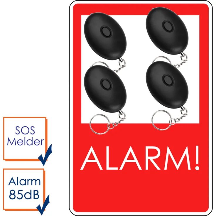 Smartwares 4er-Set Mini-Taschenalarm Überfallalarm Notruf Personen-Alarm 85dB