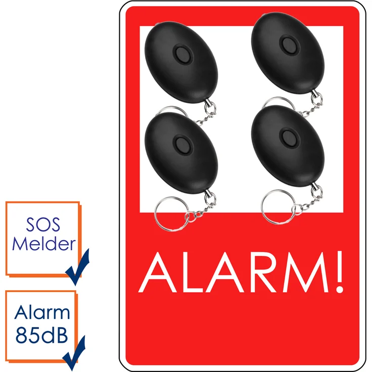 Smartwares 4er-Set Mini-Taschenalarm Überfallalarm Notruf Personen-Alarm 85dB