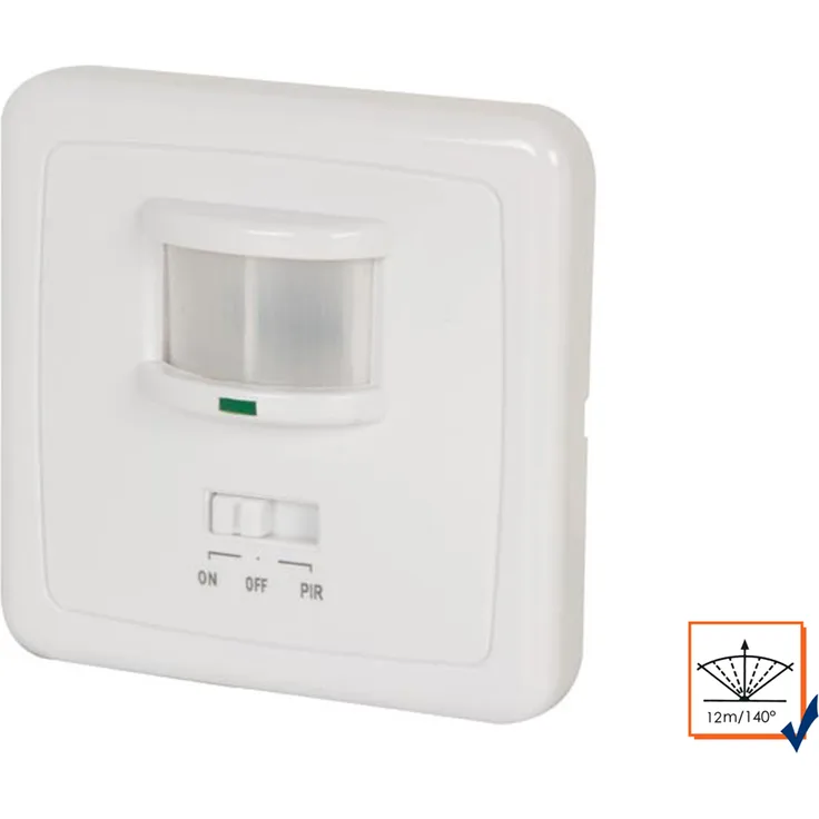 Velleman Einbau PIR-Bewegungsmelder, 140, 12m, weiß, Bewegungssensor PIR Sensor