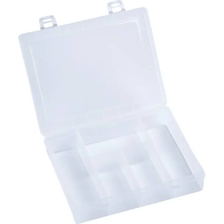 hünersdorff Sortimentskasten: stabile Sortierbox (PP) mit fester Fachaufteilung (5 Fächer), Sortierkasten-Maße: T140 x B180 x H40 mm, Made in Germany
