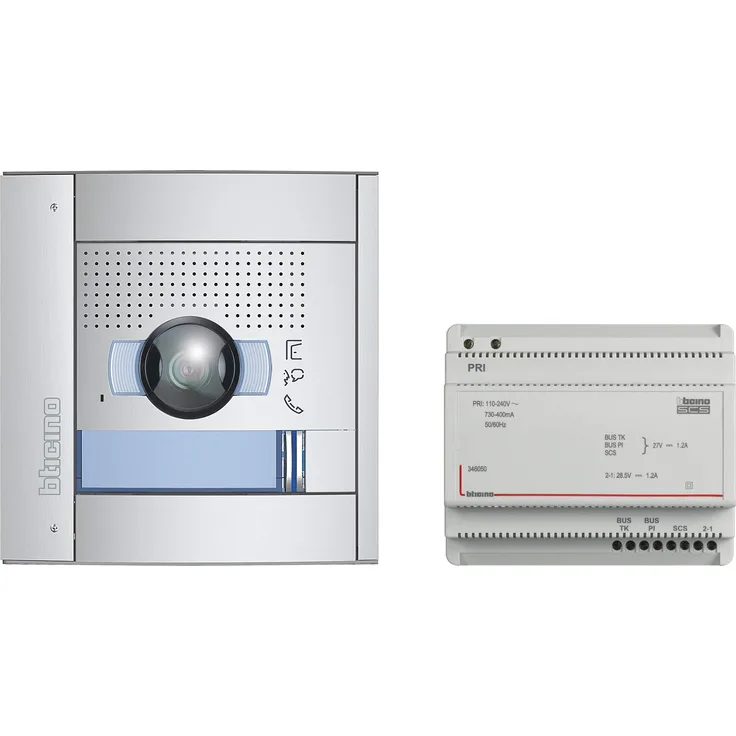 Legrand, Video-Türsprechanlagen-Set, Flex ONE für 1-Familienhaus-2-Familienhaus, 2-Draht, SFERA Außenstelle: 135-96 und LED beleuchtete Kamera, IP54, IK10 & Klingeltrafo, 905230