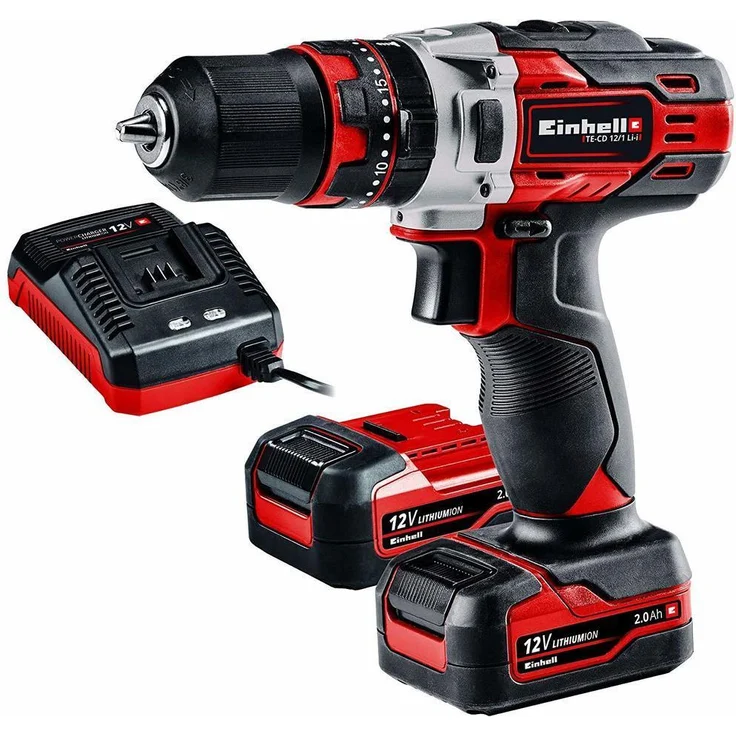 Einhell Akku-Schlagbohrschrauber TE-CD 12-1 Li-i (2x 2,0Ah Li-Ion,12 V,22 Drehmomentstufen,2-Gang-Getriebe,inkl. Schlagbohrfunktion,LED,inkl. 2x 2,0 Ah Akku und 45 Min.-Ladegerät) – Bild 1