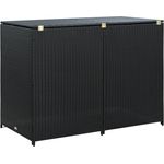 vidaXL Mülltonnenbox für 2 Tonnen Poly Rattan Schwarz 148x80x111 cm