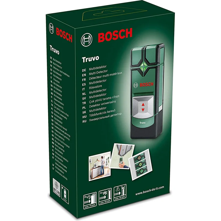 Bosch Truvo Ortungsgerät (für Metall, stromführende Leitungen in 70-50 mm Erfassungstiefe, Kartoninhalt: Truvo, 3x AAA Batterien) mit Batterien – Bild 4