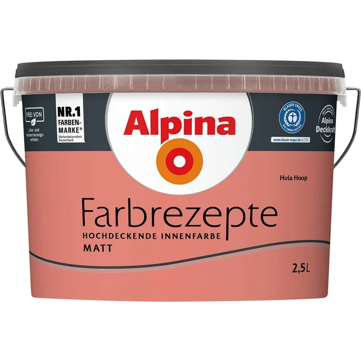 Alpina Farbrezepte Fröhliches, inspirierendes Rot 2,5 l, Hula Hoop, Innenfarbe, matt – Bild 1