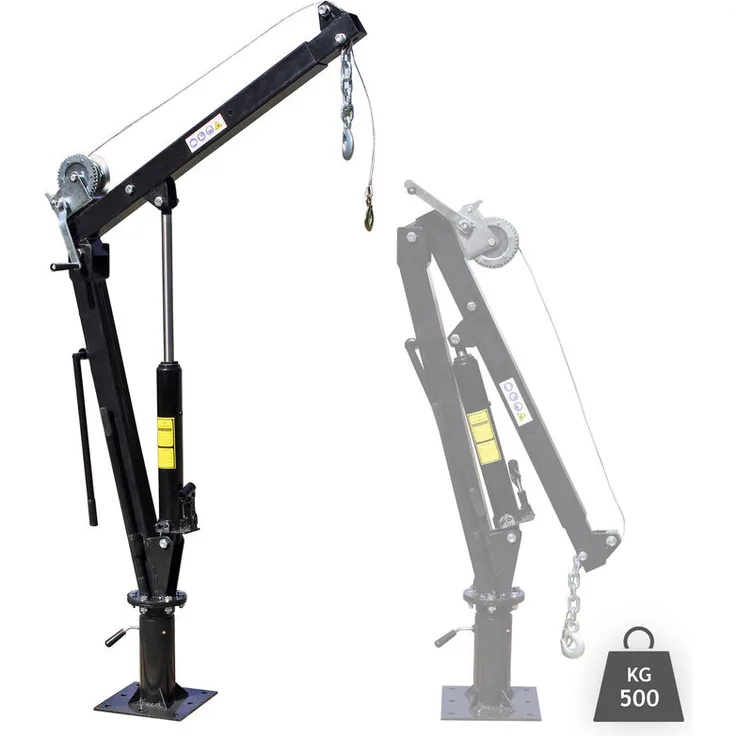 Pickup Kran Ladekran mit 500 kg Traglast Seilwinde 360° Drehkranz massiver Standfuß Bodenmontage