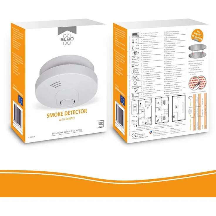 ELRO FS1510 Rauchmelder mit Magnetklebe Kit, s Batterie, Sensor und -DIN EN14604, Weiß, 1 Stück – Bild 2
