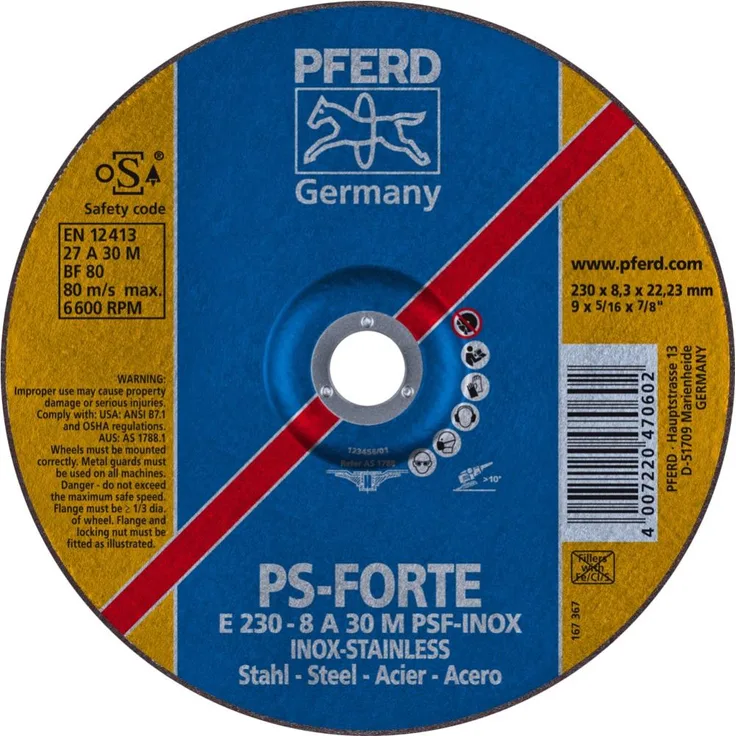Pferd 62023831 Schruppscheiben E 230-8 A 30 M PSF-INOX