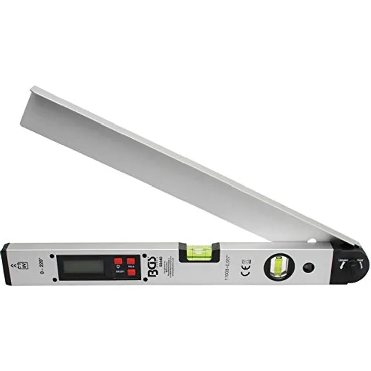 BGS 50440 | Digitaler LCD-Winkelmesser mit Wasserwaage | 450 mm | Winkelschmiege mit Feststellfunktion | Neigungsmesser