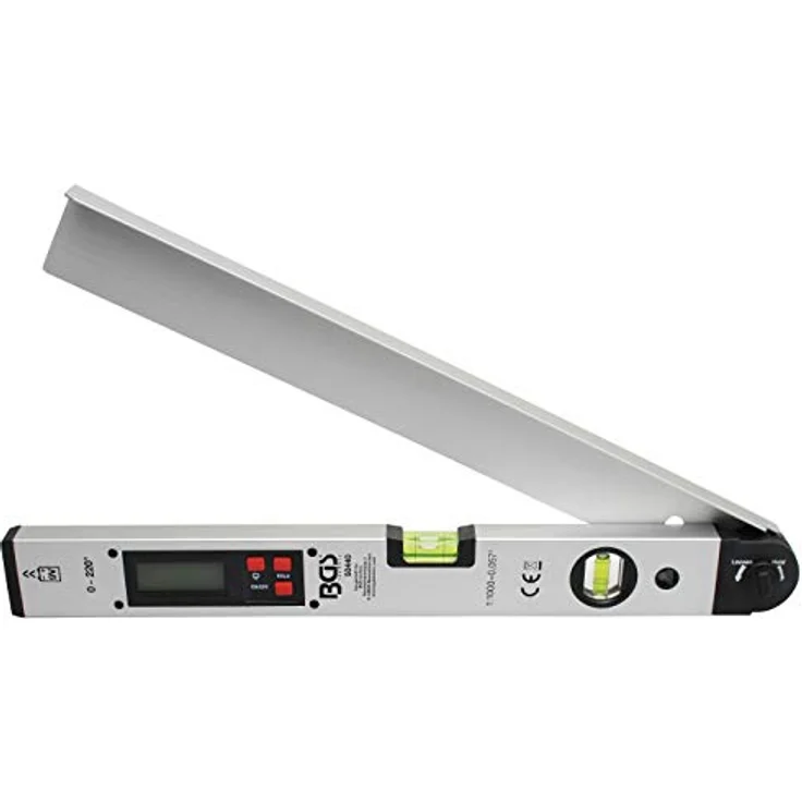 BGS 50440 | Digitaler LCD-Winkelmesser mit Wasserwaage | 450 mm | Winkelschmiege mit Feststellfunktion | Neigungsmesser