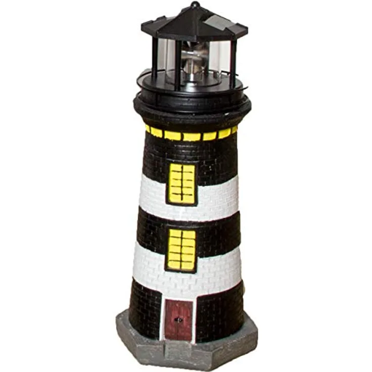 Beach & Pool Solar-Leuchtturm, schwarz/weiß, 37 cm