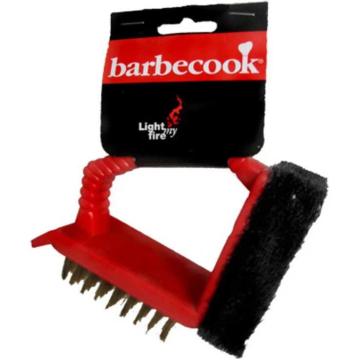 barbecook 3-in-1 Grillbürste Grillzubehör, schwarz-rot, 8x18x6 cm