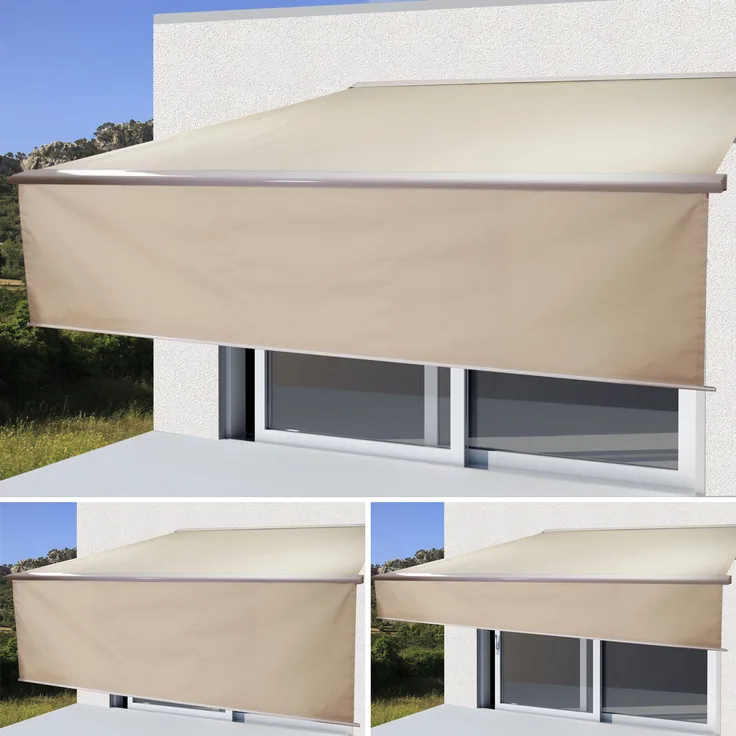 Mendler Elektrische Vollkassetten-Markise T124, 5x3m ausfahrbarer Volant Polyester Creme