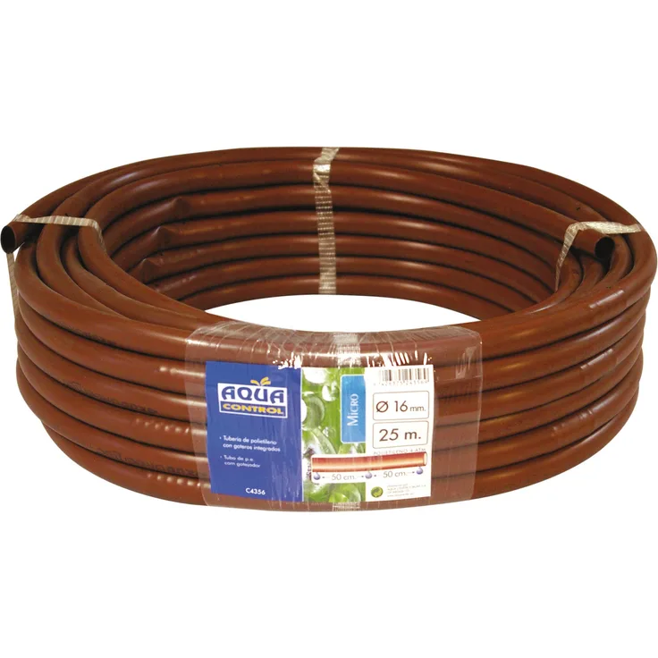 Aqua Control C4387 Flachrohr-Rolle, 16 mm, 25 m Braun Mit integrierten Tropfflächen alle 50 cm