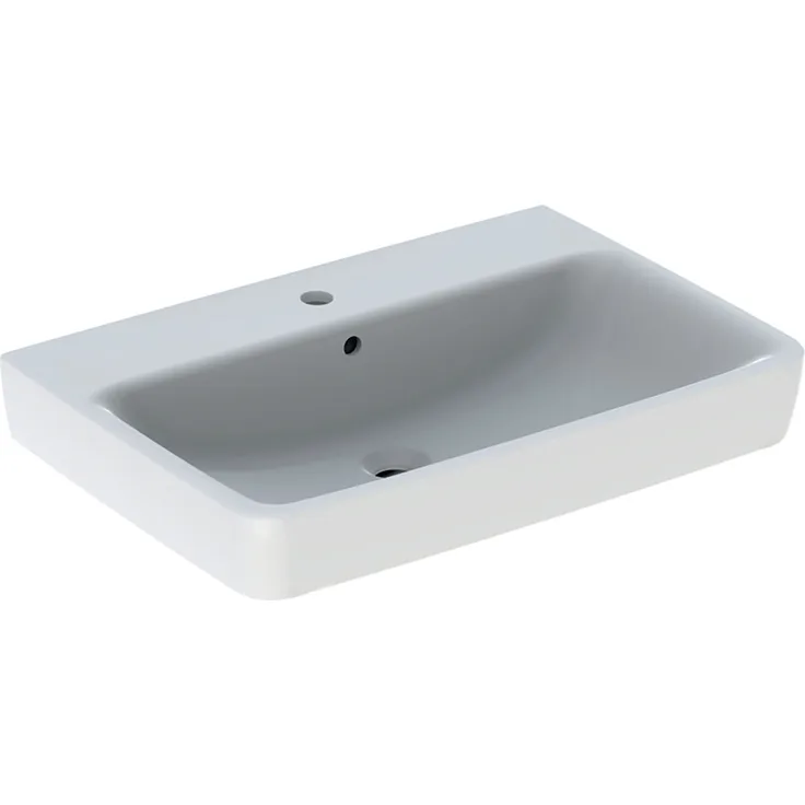Geberit Renova Plan, Waschtisch, 70x48 cm, 1 Hahnloch, mit Überlauf, 501644, Farbe: Weiß - 501.644.00.1