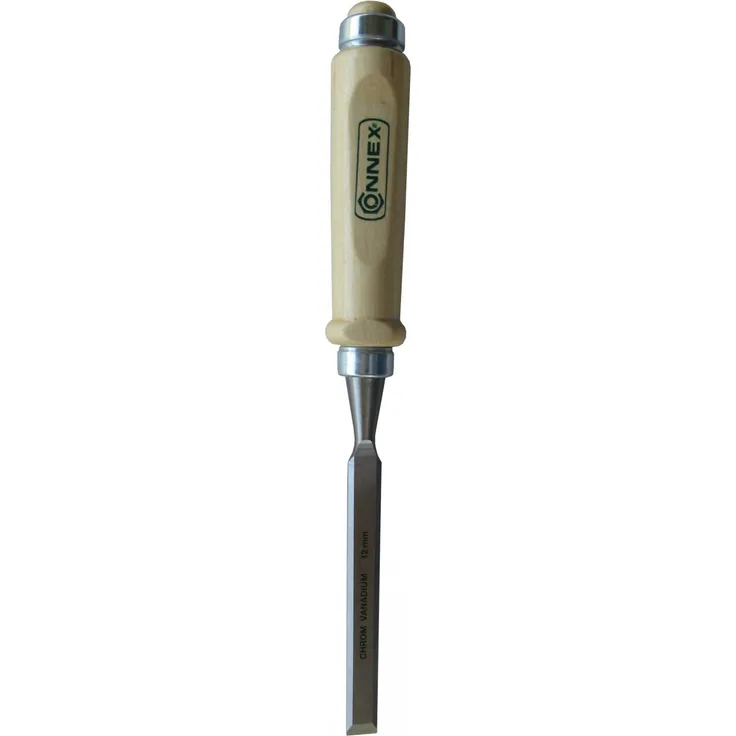 Connex COX861012 Stechbeitel mit Ulmer Heft aus Weißbuche und Chrom-Vanadium-Klinge mit Seitenfase, Breite 12 mm