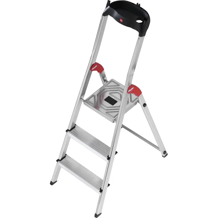 Hailo 5_8503-001 L60 StandardLine Sicherheits-Haushaltsleiter, aus Aluminium, 3 Stufen
