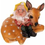 Großer Zwerg mit Reh Gartenzwerg Gartenwichtel NF15176 Groß 37cm Figur Dekozwerg