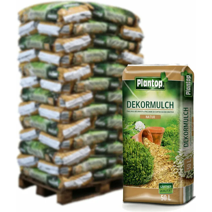 Pflanzen Kölle - Plantop Dekormulch natur, 1950 l gesamt, 39 Sack á 50 l, Palettenware ohne zusätzliche kosten