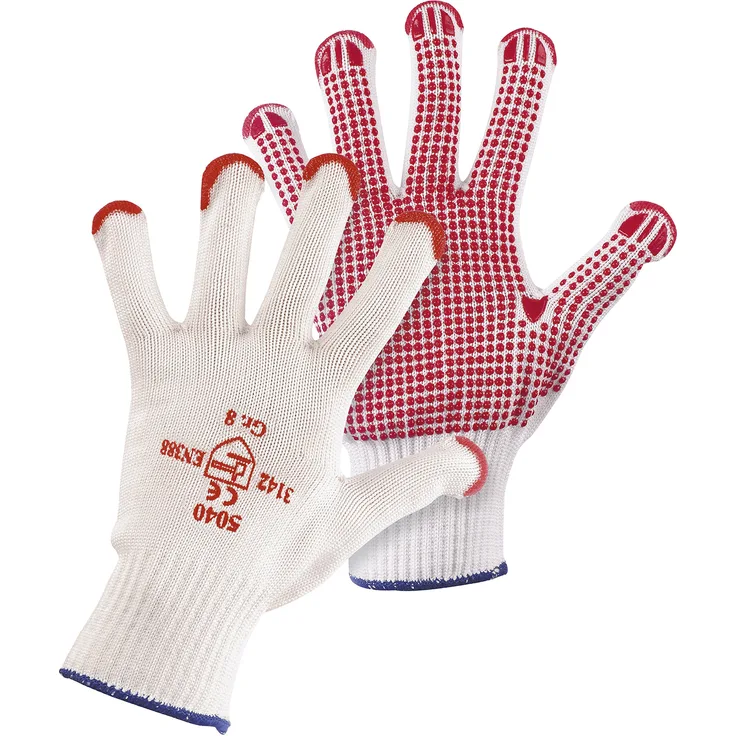 Jah 5040 Baumwolle-Nylon Strickhandschuh 12 Paar Noppen schwer weiß Gr. 10