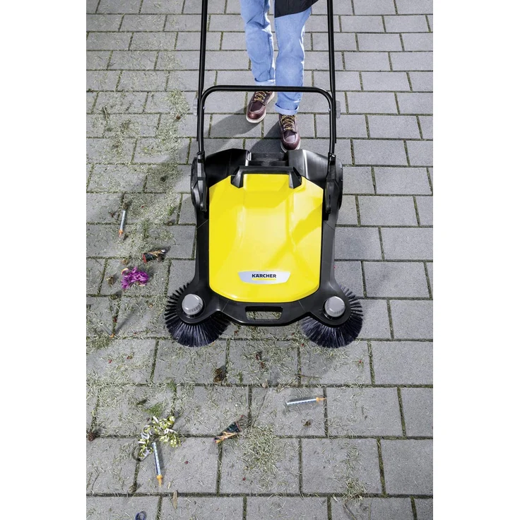 Kärcher Kehrmaschine S 6 Twin 1.766-460.0 Max. Flächenleistung 2500 m²-h, Seitenbesen, Kehrbehälter 38 l, Arbeitsbreite 860 mm, ergonomisch Schubbügel, selbststehender Kehrbehälter – Bild 4