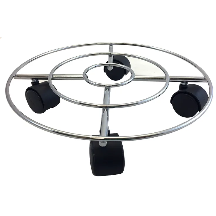 WAGNER Pflanzenroller Chrome Ø 30 cm I Pflanzenroller für Innenbereich, Chrom I Blumenroller aus verchromten Stahl I Kübelroller Silber-glänzend I Tragkraft 60 kg ? 20092901