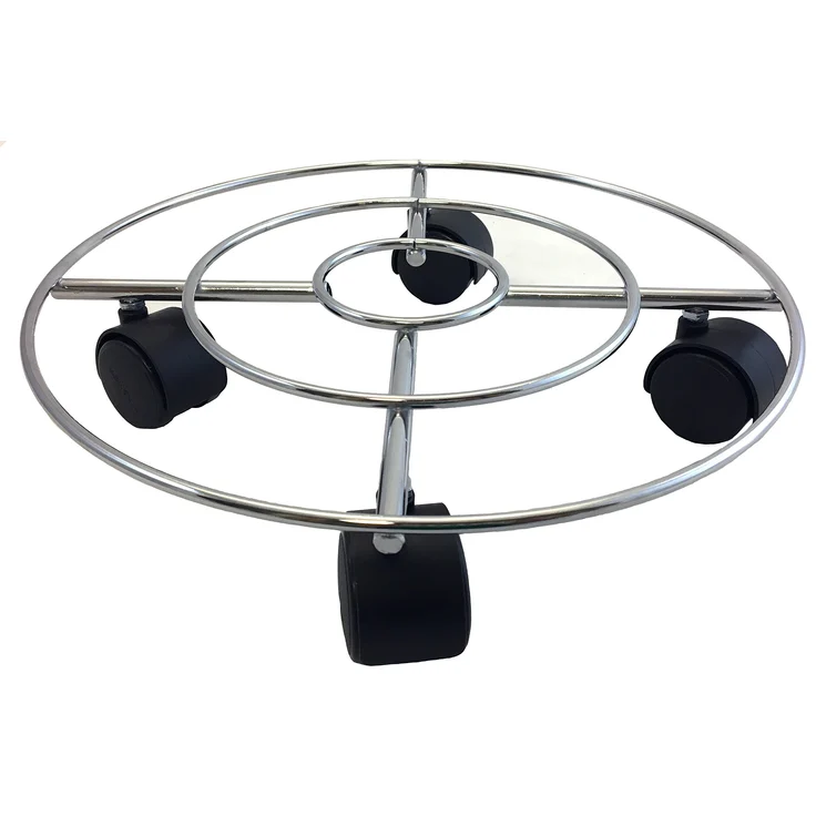 WAGNER Pflanzenroller Chrome Ø 30 cm I Pflanzenroller für Innenbereich, Chrom I Blumenroller aus verchromten Stahl I Kübelroller Silber-glänzend I Tragkraft 60 kg ? 20092901 – Bild 1