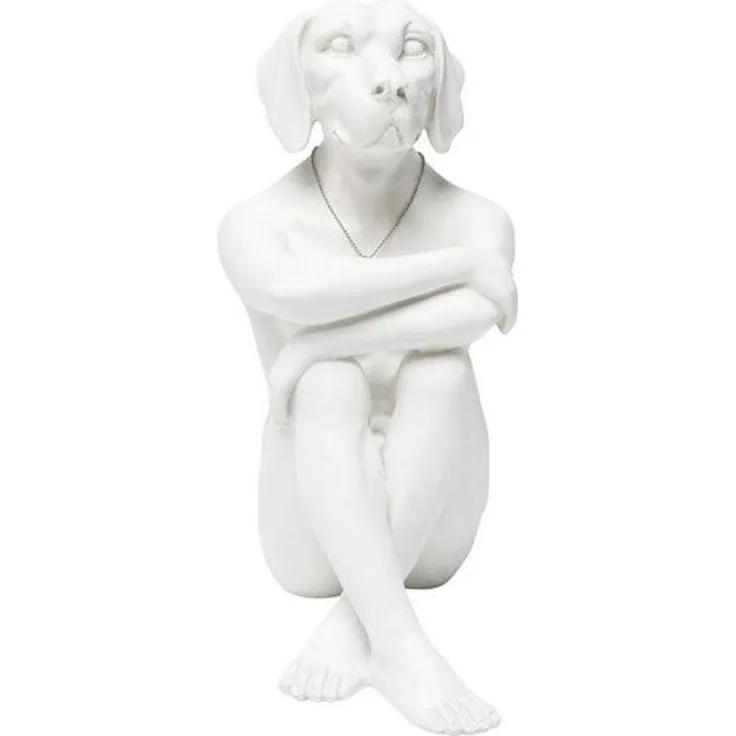 Kare Design Figur Gangster Dog Cream, Dekofigur Hund, Dekoobjekt weiß, sitzender Hund, (H-B-T) 33x26x17cm